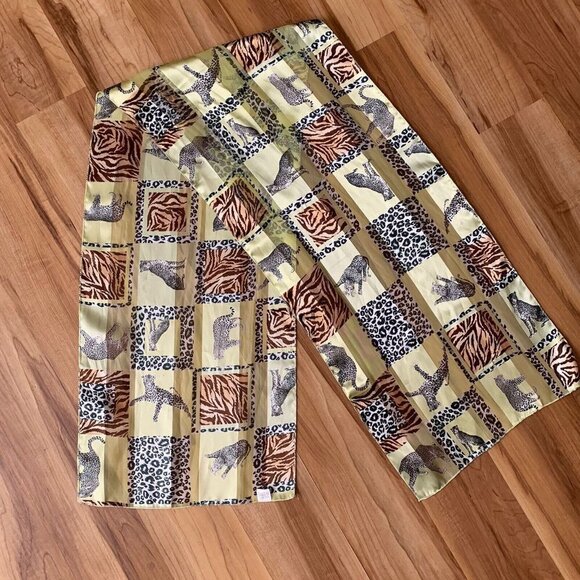African Safari Animals Rectangular Scarf Made in Korea Polyester Vintage - Picture 2 of 5